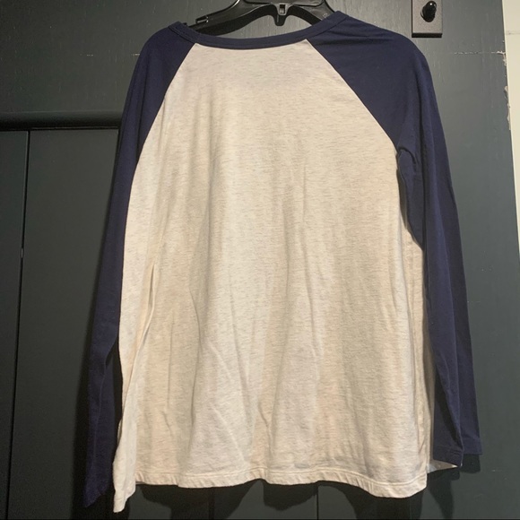 Old Navy Girls Plus Size Long Sleeve Navy and Cream Optimist Tshirt - Picture 4 of 4